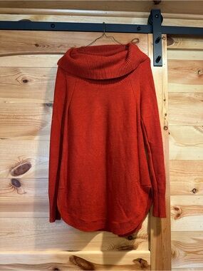 Anthropologie Burnt Orange Cowl Neck Sweater